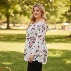 NWT Torrid Smocked Floral Off-Shoulder Challis Blouse | Size 2 (2X)